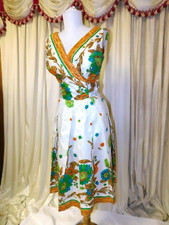 Vintage KAMEHAMEHA Hawaiian Print Dress 1950's 26" Waist SMALL 