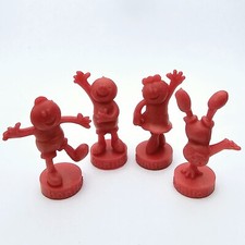 1970s 4x BONITOS Chocolate Lentils Advertising Figure GIGGLES FACES Advertising Toy