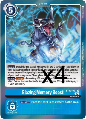 4X Digimon Card Game Blazing Memory Boost! BT10-097 Rare NM