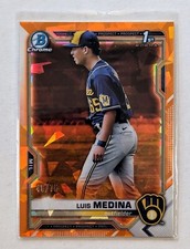 2021 Bowman Chrome Sapphire Luis Medina Orange Refractor /75 #BCP-202 Brewers