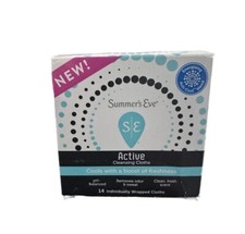 SUMMER'S EVE ACTIVE CLEANSING CLOTHS COOLS FRESHENS PH BALANCE 14 CLOTHS NEW