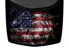 Vintage Eagle Head Truck Car Hood Wrap Vinyl Graphic Decal Bright American Flag