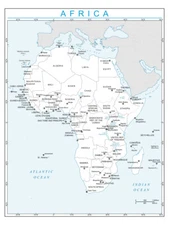 Africa Political Administrative Physical Waterways Region Map Print
