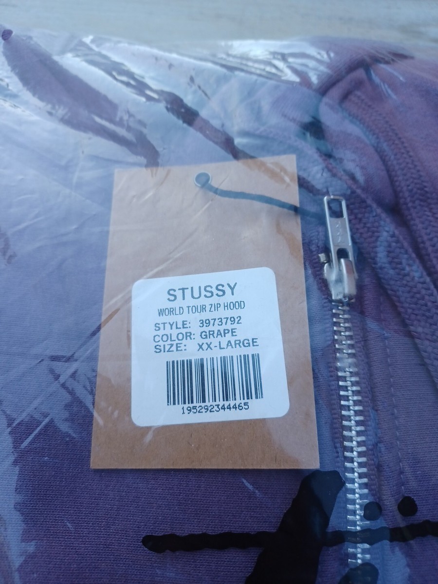 Stussy World Tour Zip Up Hoodie Purple Grape Size XXL NEW | eBay
