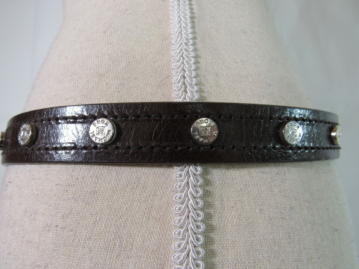 Michael Kors Brown Leather Studded Belt Size M | eBay