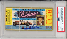 1969 Indy Indianapolis 500 Ticket Signed Mario Andretti Win PSA DNA 9 Autograph