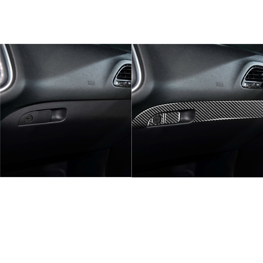 3pcs For Dodge Charger Carbon Fiber Passenger Glove Box Sticker Trim