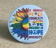 Pride LGBTQ All Inclusive Colorful Pin-Back Button 2 1/4 inch.