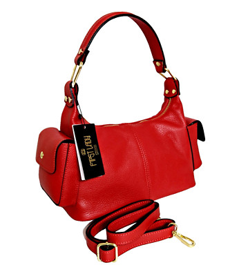 IITALIAN TRENDY PEBBLED GRAIN CALF LEATHER HANDBAG SHOULDER BAG - MADE IN ITALY