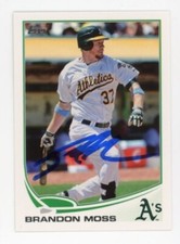 SIGNED BASEBALL CARD AUTO TOPPS 2013 MINI BRANDON MOSS OAKLAND A's #601