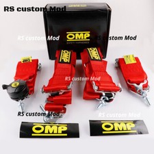RED OMP 4 Point 3" Racing Seat Belt Quick Release Seatbelt Snap-On Harness
