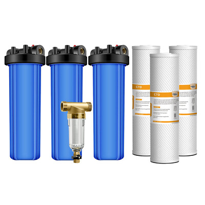 Big Blue Whole House Water Filter Housing System 20'' x4.5'' CTO Carbon Filtration