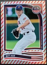 2024 PANINI STARS&STRIPES USA BASEBALL RED STRIPE SILVER FOIL MATT AGER #14
