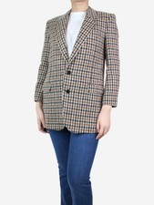 Celine Brown Tweed Single Breasted Blazer - Size Uk 10