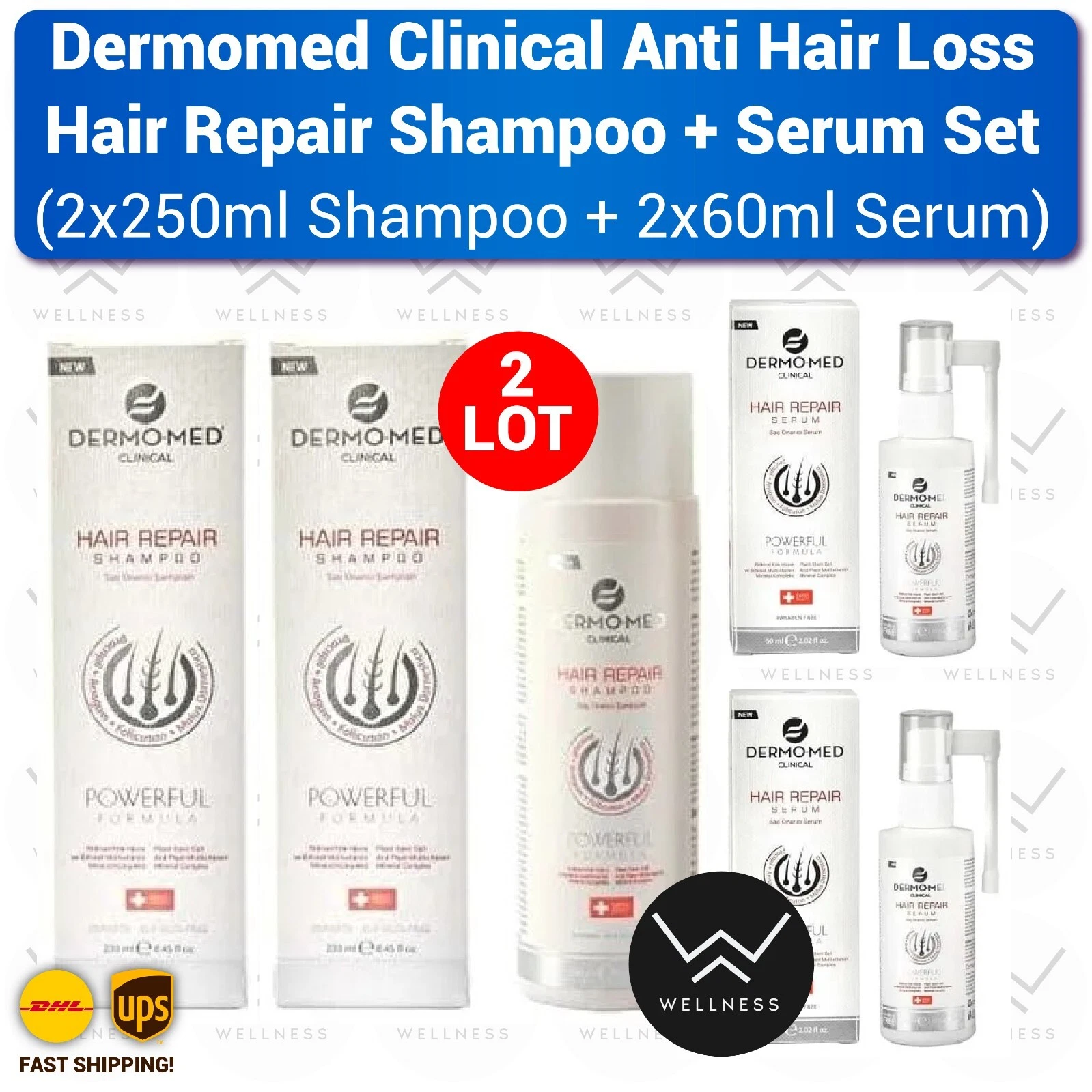 Dermomed Clinical Anti Hair Loss Hair Repair Shampoo+ Serum Set 2 LOT