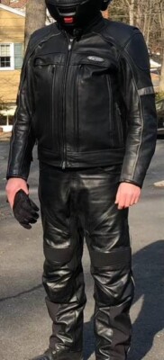 Harley Davidson Men's FXRG == SET== Black Leather Jacket(L) and