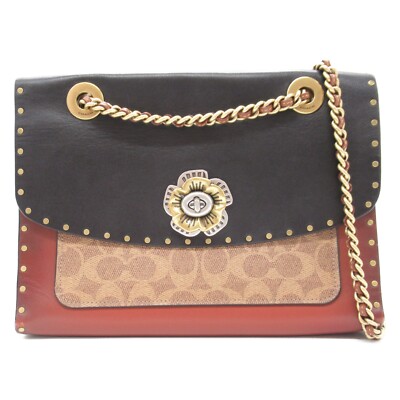 COACH Chain Shoulder crossbody Bag 29416 leather canvas Multicolor  