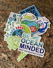 Earth and Ocean Minded Pack / Lot - Save the Ocean, Earth Day, 12 vinyl decals