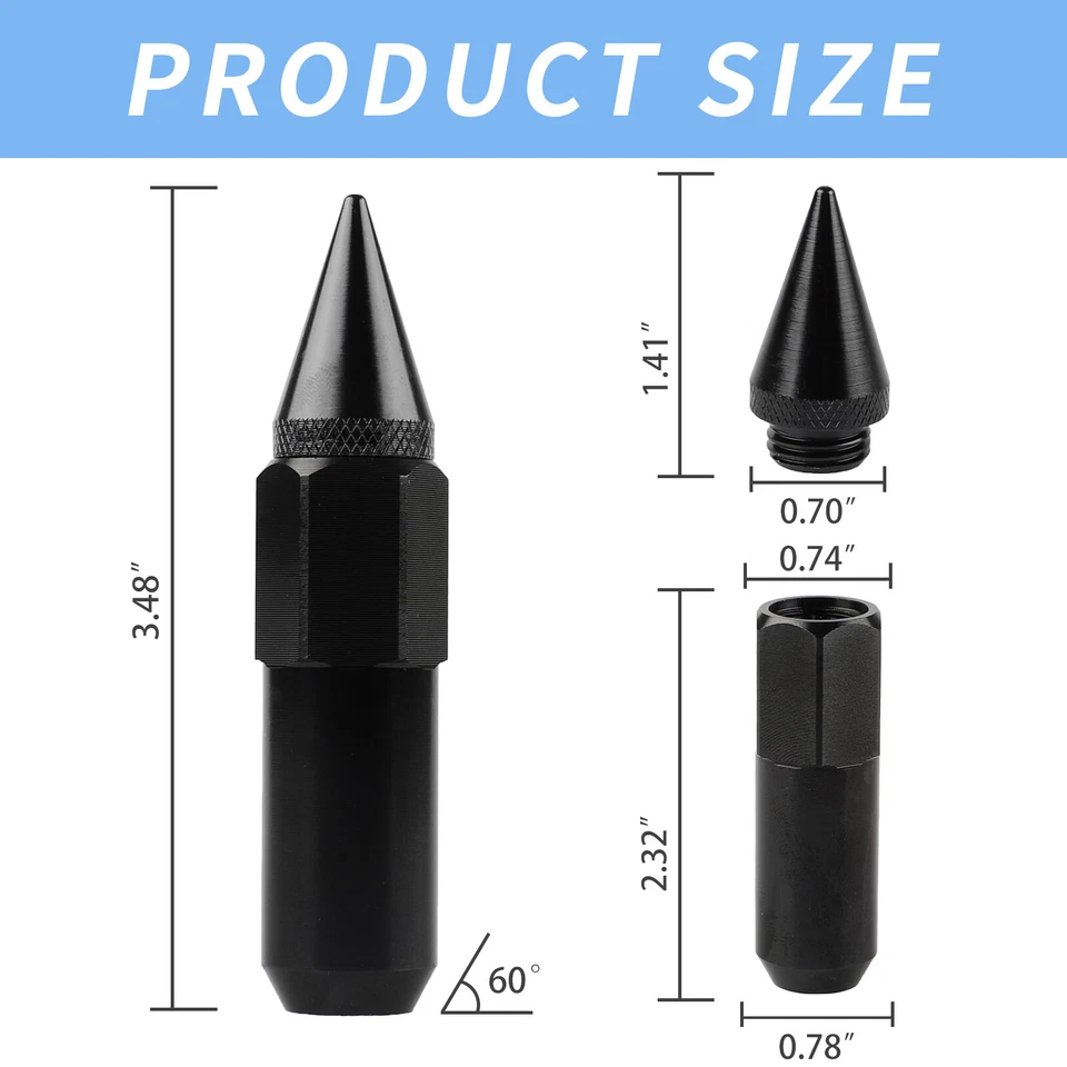 20 tuercas de afinador negras de 12 mm x 1,5 para carreras para Honda para Acura Chevrolet Foto 3 de 4