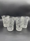 4 Anchor Hocking Prescut Star of David 8 oz Flat Glass Tumblers 4.25” Vintage