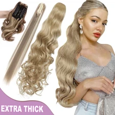 Claw Ponytail Piece Clip in on Jaw Pony Tail Long Hair Extensions Real as Human