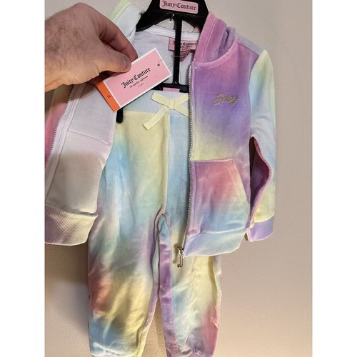 Juicy Couture Velour 2-Piece Hoodie & Joggers Set Kids 2T Tie Dye Full Zip NWT - Picture 5 of 6