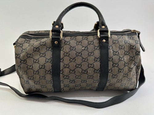 Gucci Grey/Black GG Crystal Canvas Medium Joy Boston Bag - Picture 2 of 9