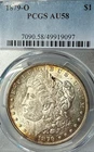 1879-O AU58 Red/Rust/Gold Toning PCGS New Orleans Mint Morgan Silver Dollar