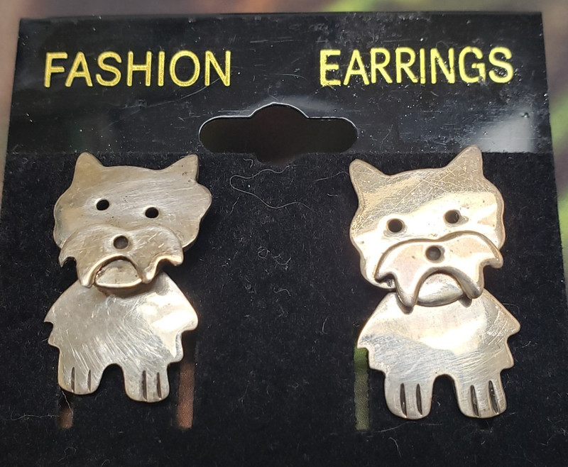 Cute 925 Sterling Silver Terrier  Dog Earrings * Body Moves *  Never Worn"