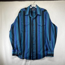Vintage Wrangler Brushpopper X-Long Tails Men's Western Striped Shirt 16 x 34 L