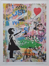 Mr. Brainwash Signed - Girl with a Red Heart Balloon - Collectable Lithograph