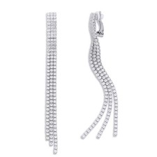 Crystal Long Drop Dangle Tassel Clip On Earrings CZ Not Pierced F