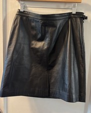 Vintage Ralph Ralph Lauren Size 10 Black Leather Skirt