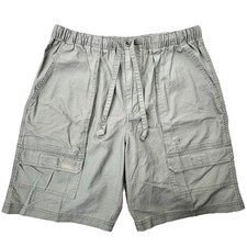 VTG Ocean Pacific OP Cargo Shorts Mens M Gray Drawstring Elastic Waist 9" Inseam