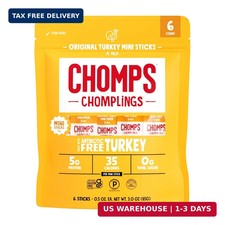 CHOMPS MINI Free Range Turkey Jerky Meat Snack Sticks, Original Turkey, 0.5 Ounc