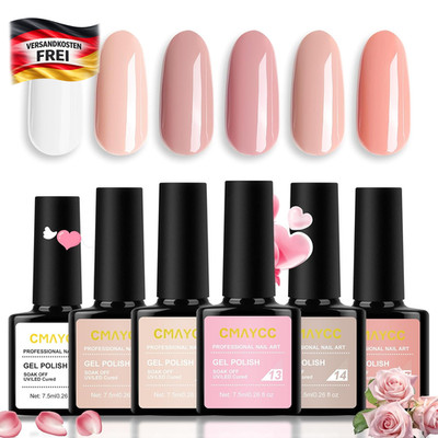 UV Nagellack Set 6x7.5ml Nude Pink langlebig für Nagelstudio & DIY