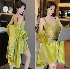 New Sexy Women Velour Bath Robe Suits Nightgown Sleepwear Kimono Gowns Velvet