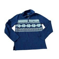 Polo Ralph Lauren Quarter Zip Kids Navy Blue Fair Isle Snowflake SIZE M 10-12
