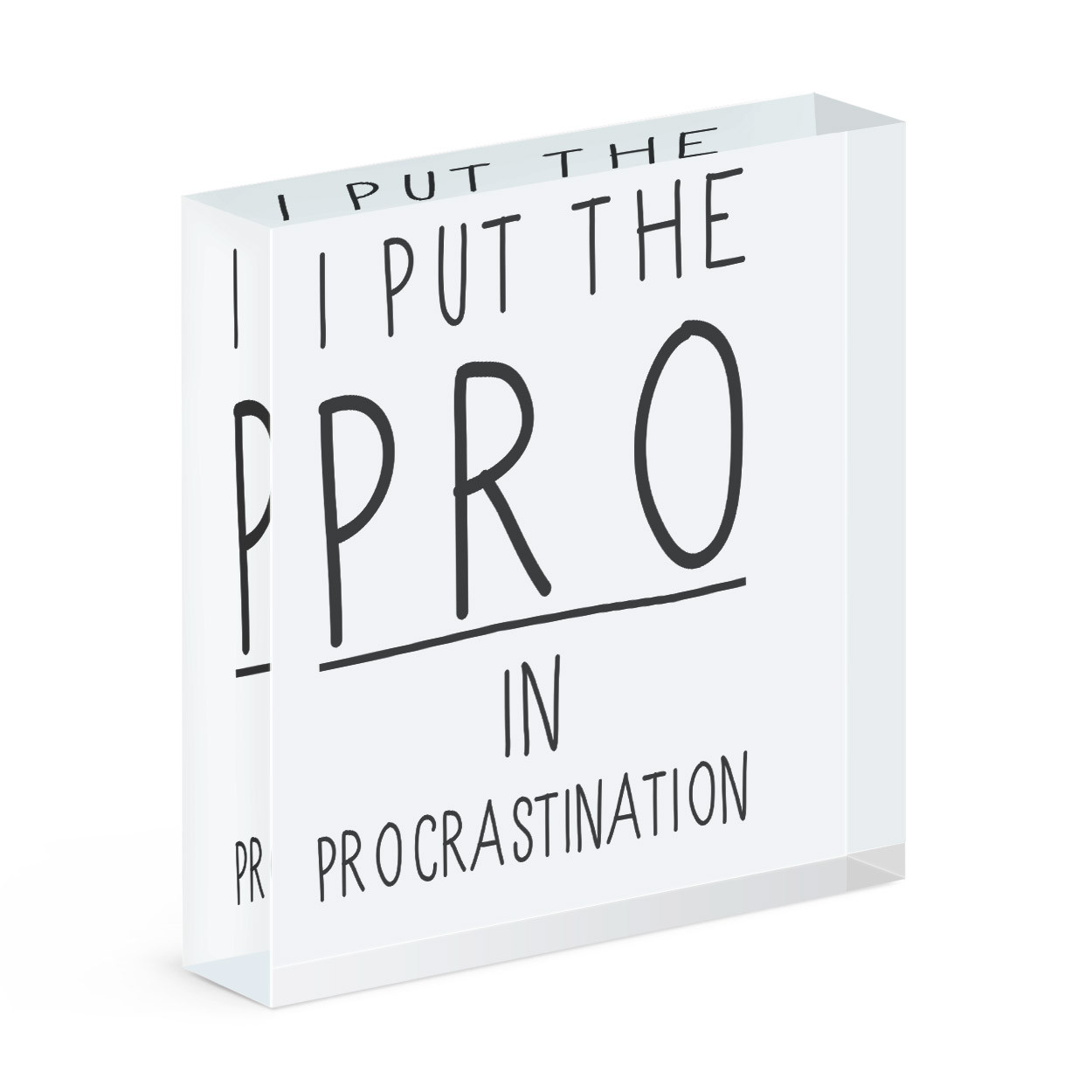 I Put The Pro In Procrastination Acrylic Photo Block Frame Funny Lazy