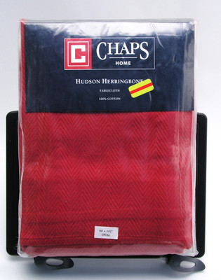 CHAPS HOME HUDSON RED HERRINGBONE TABLECLOTH - 60'' X 102'' - 100% COTTON - NEW