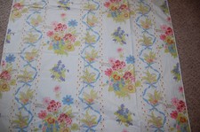 Vintage TABLECLOTH Floral & Ribbons  44" x 46" COTTON