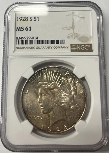 1928-S Peace Silver Dollar - NGC MS 61