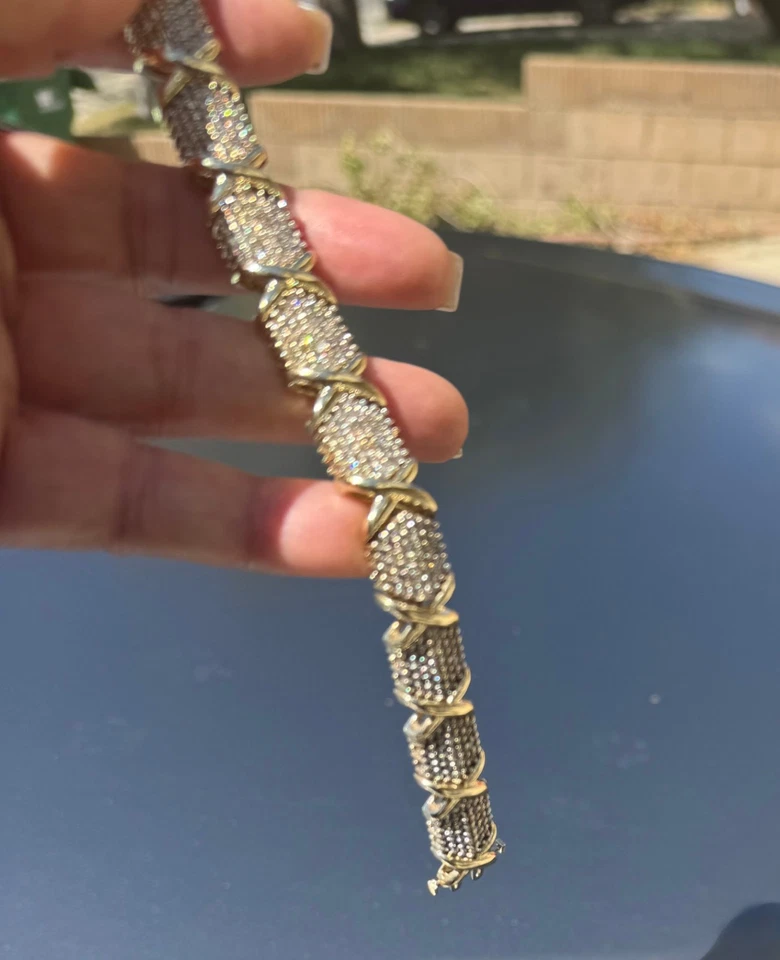 BRAZALETE TENIS XO ABRAZOS Y BESOS DE ALTA CALIDAD DIAMANTE 6 CTW ORO AMARILLO Foto 4 de 4
