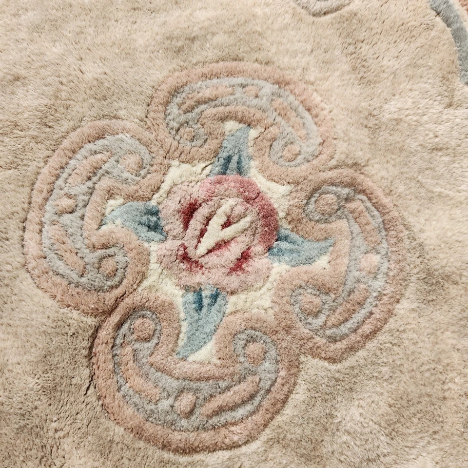 MOMENI 手工制作小地毯花卉米色 100% 羊毛桩 FC-18 3' 圆形 — 第 2/4 张图片