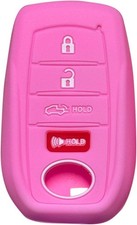 Key Fob Cover Corolla Highlander: 4 Buttons Silicone Case Protector Pink