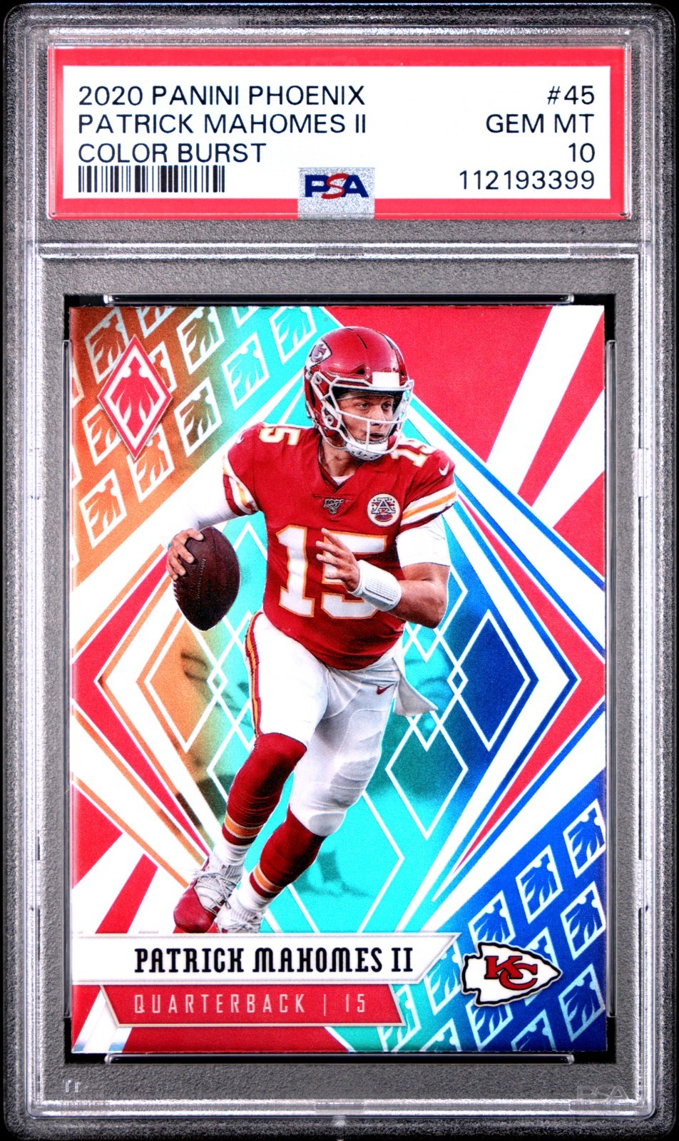 2020 Patrick Mahomes II PSA 10 Panini Phoenix #45 Color Burst Chiefs Football