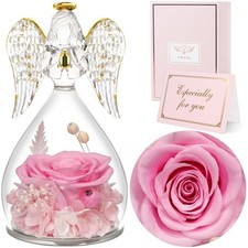 Gift for Mom Preserved Real Pink Rose Present For Women Birthday Flower Decor