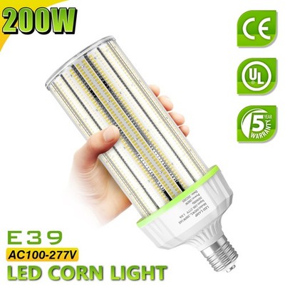 200W LED Corn Light Bulb 5000K, E39 Base Warehouse Shop High Bay Lamps 27,000LM