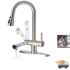 Kitchen Faucets with Filtered, Stainless Steel Filter Kitchen Faucet with Pul...