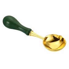 4" Wax Seal Spoon Wax Melting Spoon Vintage Wooden Handle Dark Green